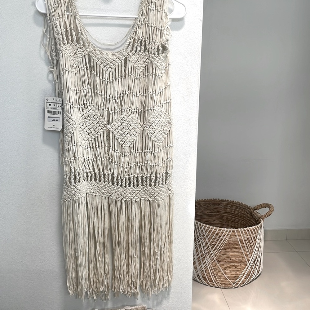 Zara Macrame crochet fringe dress coverup
